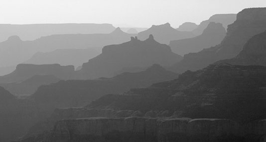 Grand Canyon in haze B&W